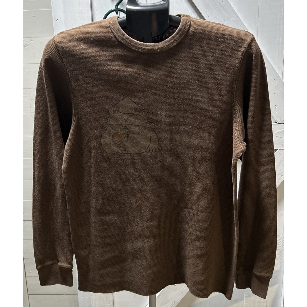 Vintage Tootsie Pop Owl Waffle Knit Long Sleeve Shirt Men's Size Medium
